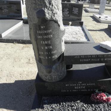 WYK Fanie, v. 1927-1975 :: VAN WYK Bertie 1963-1975