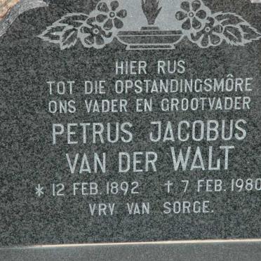 WALT Petrus Jacobus, van der 1892-1980