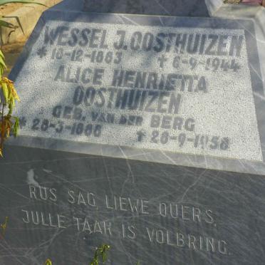 OOSTHUIZEN Wessel J. 1883-1944 &amp; Alice Henrietta VAN DER BERG 1888-1958