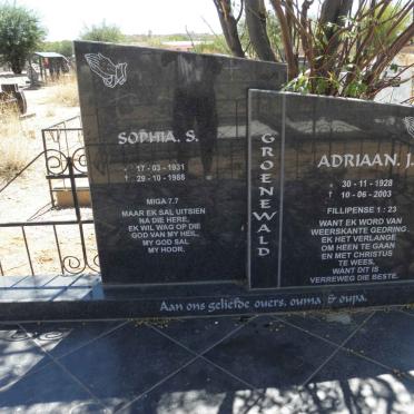 GROENEWALD Adriaan J. 1928-2003 &amp; Sophia S. 1931-1988