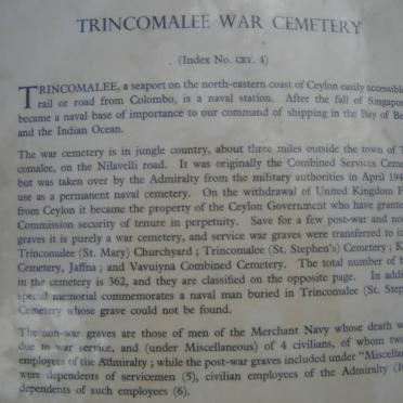 4. Information on Trincomalee War Cemetery