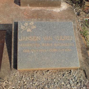 VUUREN Magrietha Maria Magdalena, Jansen van 18??-1958