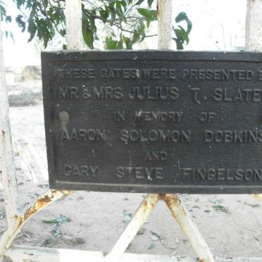 03. Memorial Plaque in memory of DOBKINS and FINGELSON presented by Mr &amp; Mrs SLATER