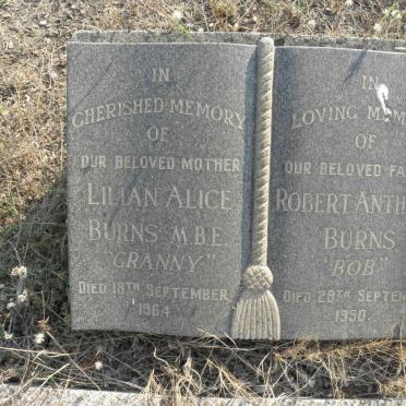 BURNS Robert Anthony -1950 &amp; Lilian Alice -1964