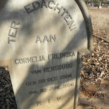 RENSBURG Cornelia Fredrika, van 1904-1926