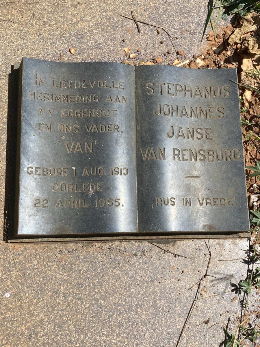 RENSBURG Stephanus Johannes, Janse van 1913-1965