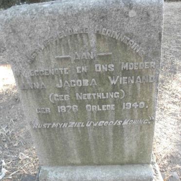 WIENAND Anna Jacoba nee NEETHLING 1876-1940