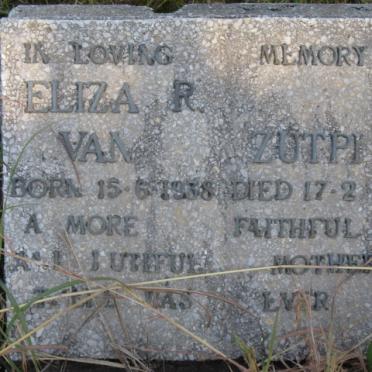ZUTPEEN Eliza R., van 1938-1984