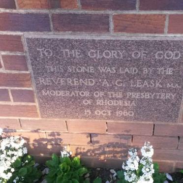 5. Stone laid by Reverend A.G. LEASK 1960