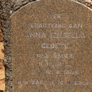CLOETE Anna Isabella nee SAUER 1871-1946