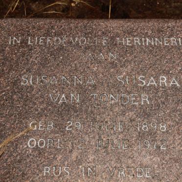 TONDER Susanna Susara, van 1898-1972
