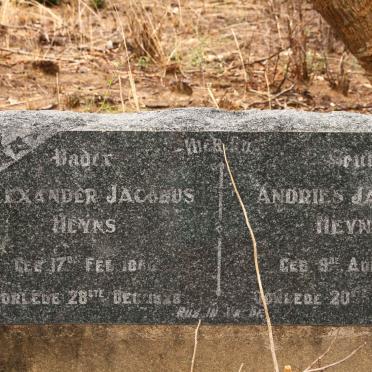 HEYNS Alexander Jacobus 1860-1928 :: HEYNS Andries Jacobus 1906-1918