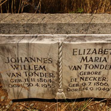 TONDER Johannes Willem, van 1864-1955 &amp; Elizabeth Maria DE NECKER 1866-1949