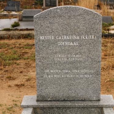 ODENDAAL Hester Catharina nee KRIEK 1918-2009