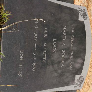 LOCK Martha Sophia nee SCHUTTE 1903-1983