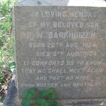 BARKHUIZEN P.W. 1924-1934 