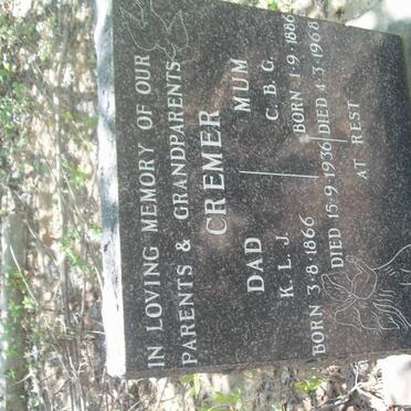 CREMER K.L.J. 1866-1936 &amp; C.B.G. 1886-1968