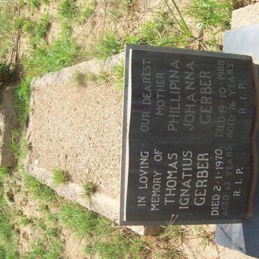 GERBER Thomas Ignatius -1970 &amp; Phillipina Johanna -1988