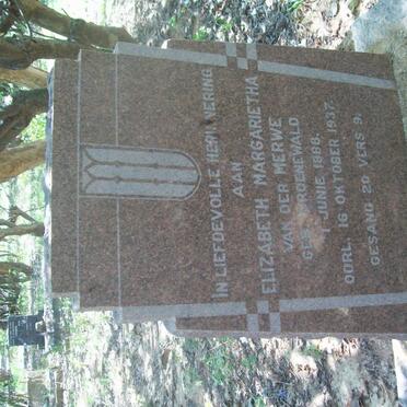 MERWE Elizabeth Margaritha, van der nee GROENEWALD 1886-1937