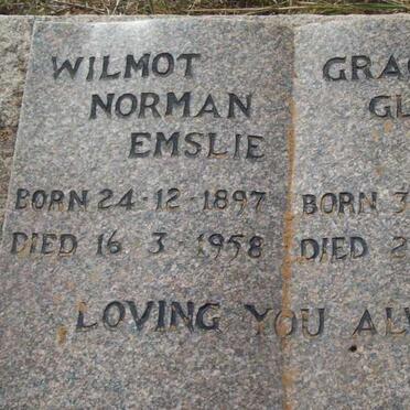 EMSLIE Wilmot Norman 1897-1958 &amp; Grace Gladys 1912-1976