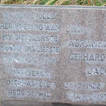 JACOBS Jan Abramham Gerhardus 1922-1979
