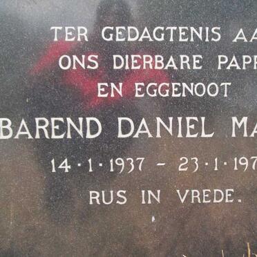 MARAIS Barend Daniel 1937-1974