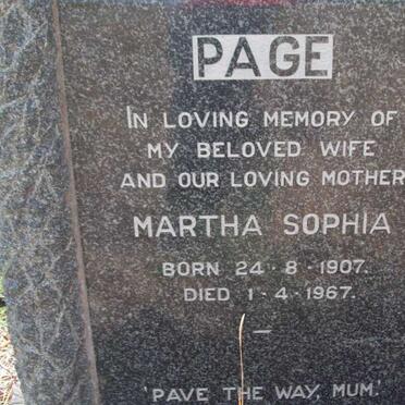 PAGE Martha Sophia 1907-1967