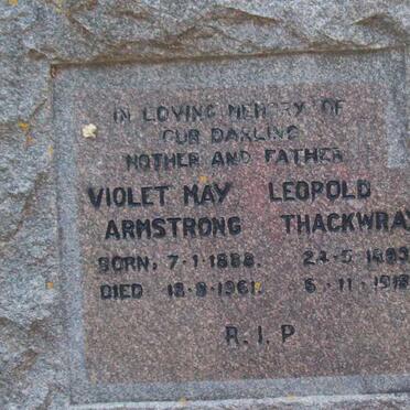 THACKWRAY Leopold 1883-1918 &amp; Violet May Armstrong 1888-1961