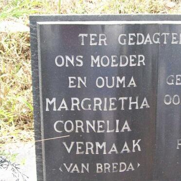 VERMAAK Margrietha Cornelia nee VAN BREDA 1901-1974