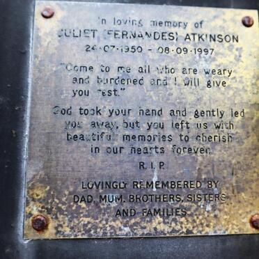 ATKINSON Juliet nee FERNANDES 1950-1997