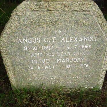 ALEXANDER Angus G.F. 1897-1962 & Olive Marjory 1903-1976