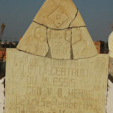 PLESSIS Aletta Gertruida, du nee v.d. MERWE 1852-1921