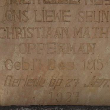 OPPERMAN Christiaan Mathys 1915-1927