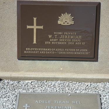 JEREMIAH W T -1956 :: JEREMIAH Adele Tiran nee NEL -1989