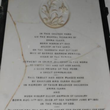 ELLIOT Hugh Hislop 1831-1861 :: PENNEL Emma Clara nee ELLIOT 1847-18??