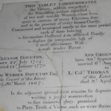 DOVETON William Webber -1807 &amp; Eleanor 1734-1773 :: GREENTREE Thomas -1807 &amp; Ann 1733-1783